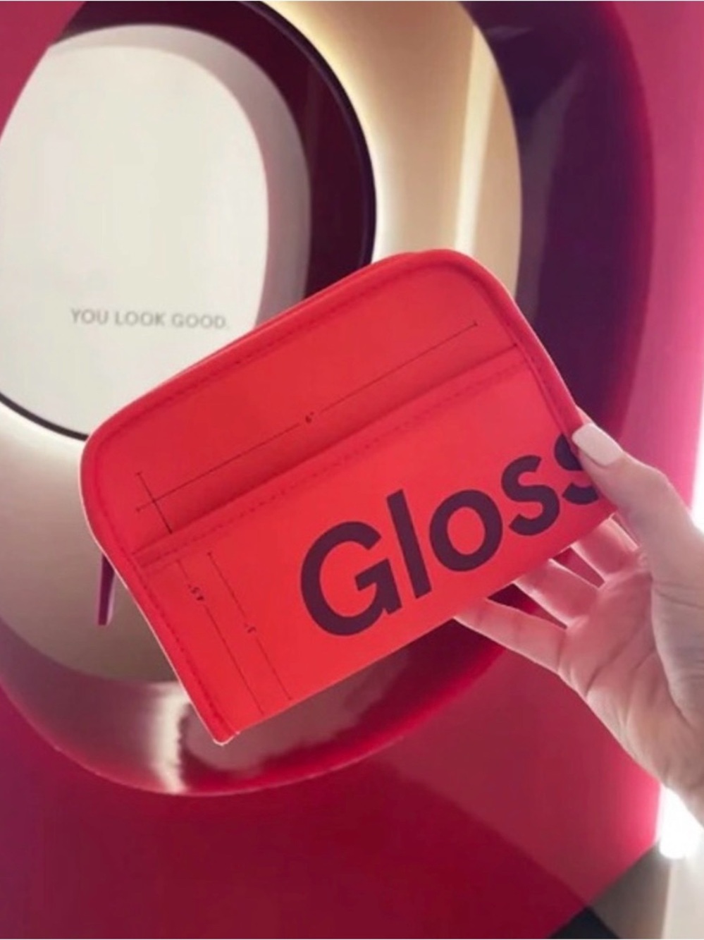 BNWOT Rare Glossier Atlanta Exclusive Red Mini Beauty Bag w/ Insert